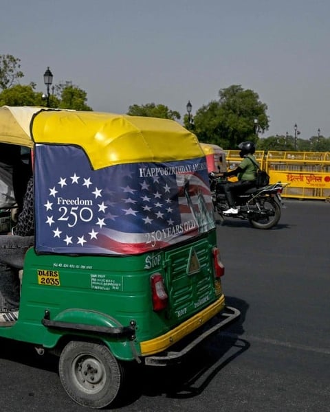 Auto-rickshaw on a New Delhi street as India raises fuel prices amid Iran war energy crisis
