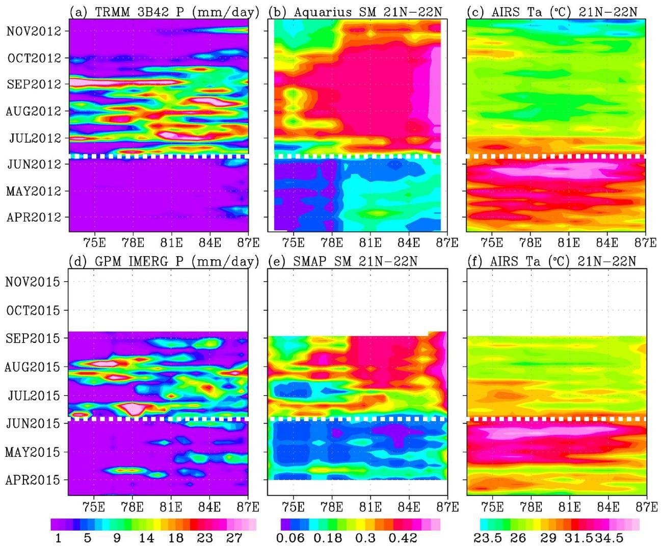 Satellite view of pre-monsoon drought conditions across India showing the impact of El Niño on monsoon patterns