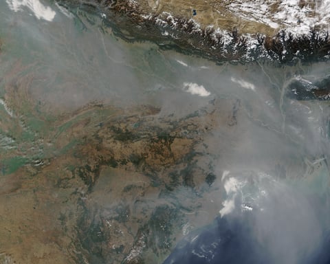 NASA Terra MODIS image of Indo-Gangetic Plain under haze January 3 2016 northern India Bangladesh