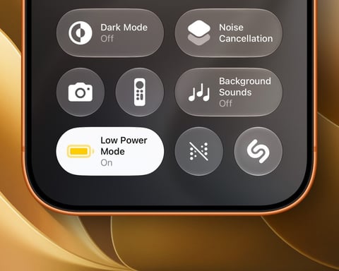 iOS 27 Low Power Mode interface on iPhone Control Center with improved battery saving performance