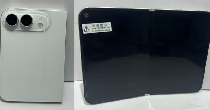 iPhone Fold dummy unit showing white color passport form factor Touch ID 2026