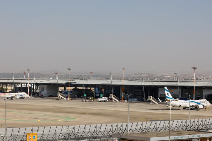 Aeroplanes parked on the tarmac at Ben Gurion International Airport near Tel Aviv, Israel