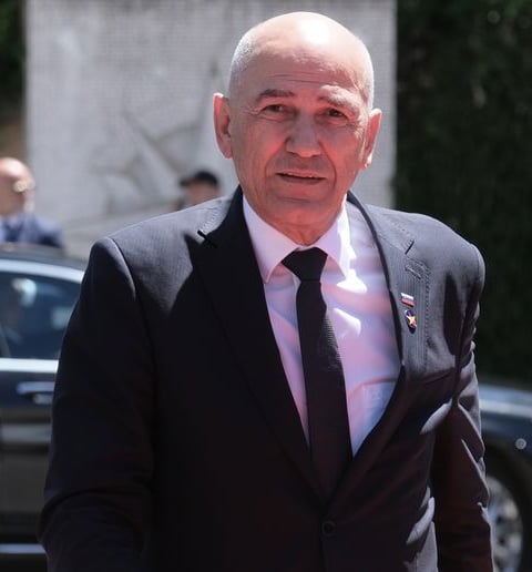 Slovenian Prime Minister Janez Jansa arrives at the EU-Western Balkans summit in Tivat, Montenegro
