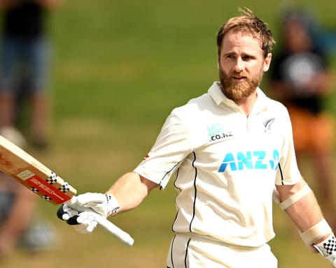 Kane Williamson batting for New Zealand during his international career