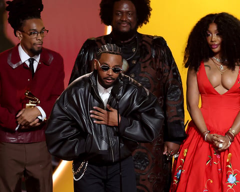 Kendrick Lamar and SZA at the 2026 Grammy Awards, with their collaboration luther nominated for Video of the Year at the BET Awards