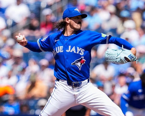Toronto Blue Jays starter Kevin Gausman pitching against the New York Yankees