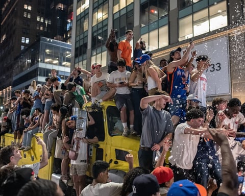 Jalen Brunson and New York Knicks celebrate 2026 NBA Championship win over San Antonio Spurs