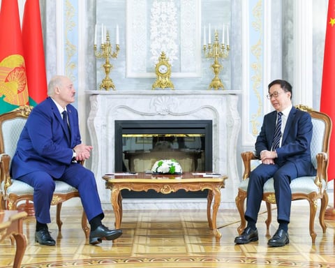 Belarusian President Alexander Lukashenko chairs a bilateral meeting at the Palace of Independence in Minsk June 2026