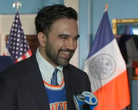 Mayor Zohran Mamdani announces details of the Knicks ticker-tape parade on June 14 2026