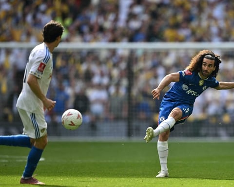 Marc Cucurella in action for Chelsea during the FA Cup semi-final at Wembley, April 2026