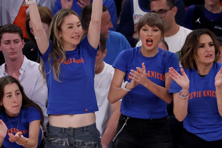 Alana Haim, Este Haim, Taylor Swift and Mariska Hargitay courtside at Knicks Game 4 of the 2026 NBA Finals