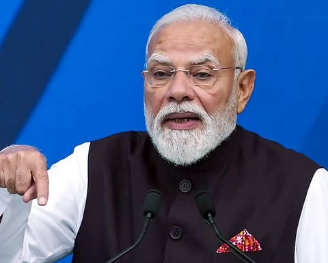 Narendra Modi and Emmanuel Macron at the inauguration of Bharat Innovates 2026 in Nice, France