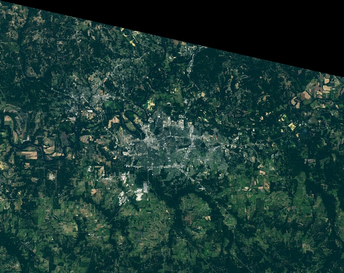 NASA Landsat 8 OLI satellite image of Montgomery Alabama September 16 2025 showing Selma-Montgomery march route