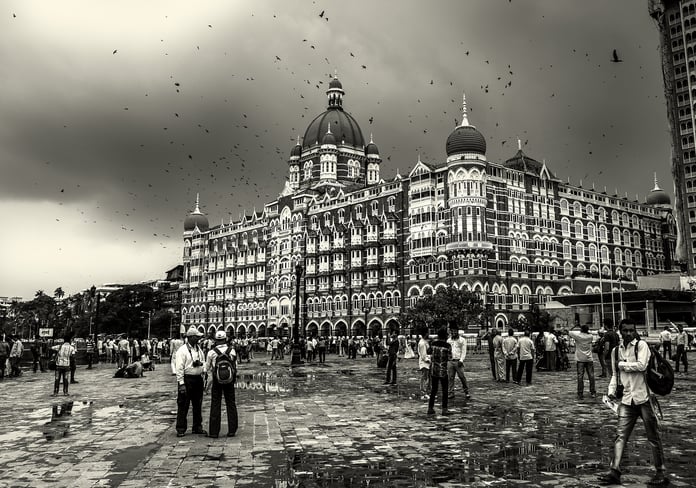 The Taj Mahal Palace hotel in Mumbai drenched by monsoon rain