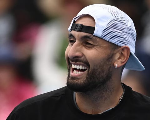 Nick Kyrgios serving at the BOSS Open Stuttgart 2026 against Corentin Moutet