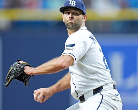 Tampa Bay Rays pitcher Nick Martinez delivers against the Boston Red Sox at Tropicana Field June 9 2026 AP Photo