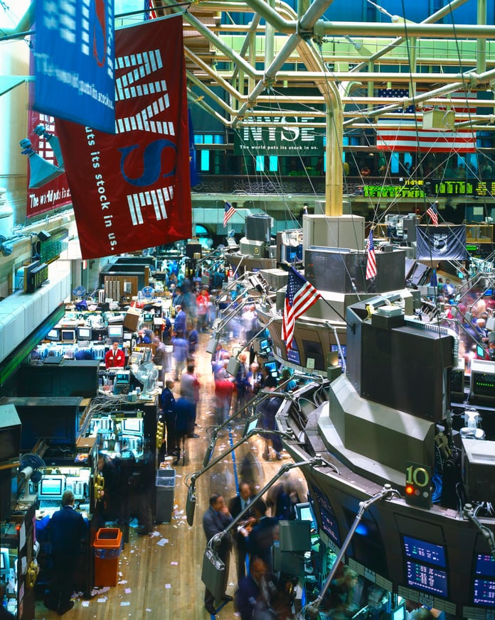 Trading floor of the New York Stock Exchange, where futures slipped after US strikes on Iran revived oil's war premium
