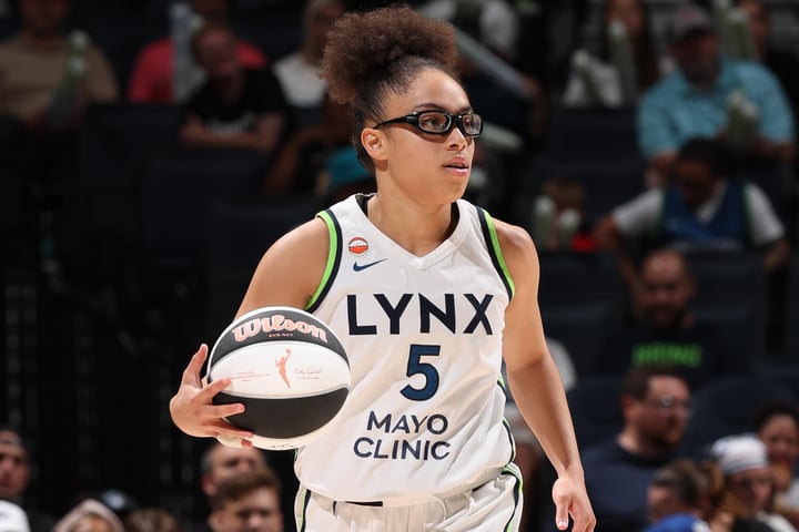 Olivia Miles of the Minnesota Lynx during the 87-84 win over the Golden State Valkyries on June 5, 2026