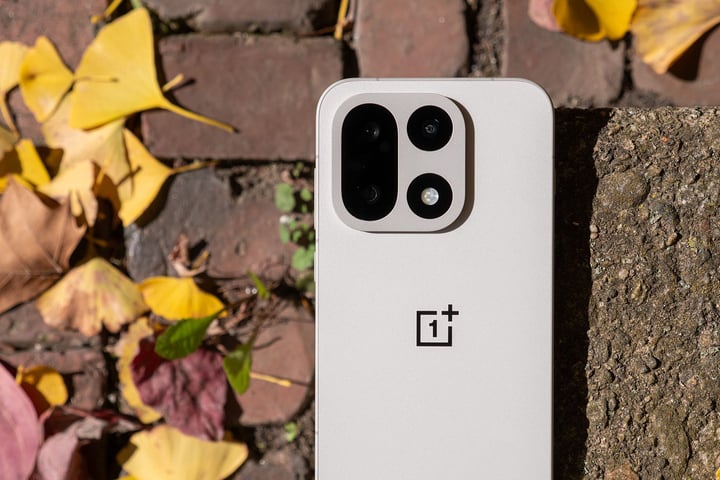 OnePlus 15 in Sand Storm colorway showing redesigned square camera module