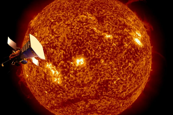 NASA's Parker Solar Probe spacecraft flying through the Sun's corona during its record-breaking perihelion approach