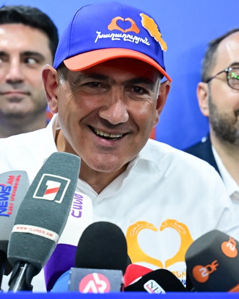 Armenian Prime Minister Nikol Pashinyan after Civil Contract party wins 2026 parliamentary election