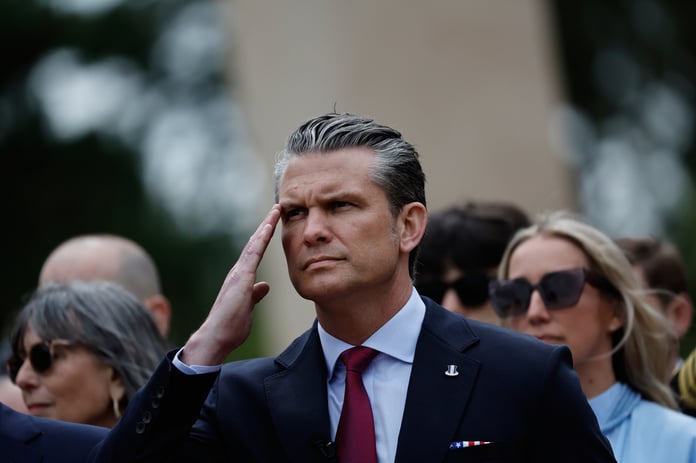 US Defense Secretary Pete Hegseth, who called migration an invasion of Europe in a D-Day speech in Normandy