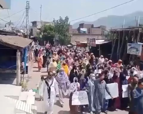 Protesters gathered during demonstrations in Pakistan-occupied Kashmir's Rawalakot district in June 2026
