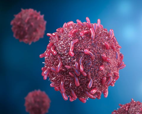 Cancer cells under microscope representing cytokine release syndrome POLB 001 TOPICAL trial