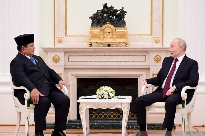 Indonesian President Prabowo Subianto meets Russian President Vladimir Putin at the Grand Kremlin Palace in Moscow, April 13, 2026