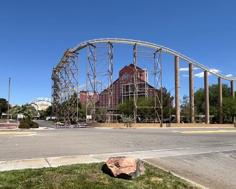 Shuttered Buffalo Bill's Resort and Primm Valley Casino along Interstate 15 in Primm, Nevada