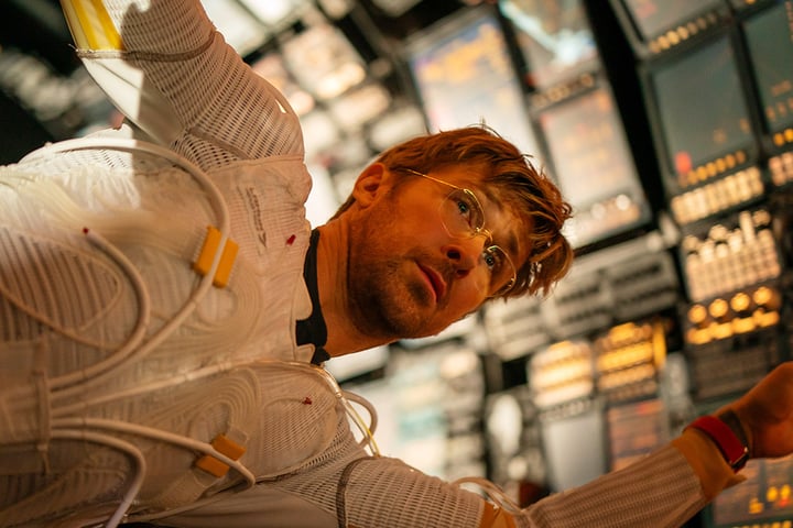 A scene from Project Hail Mary featuring Ryan Gosling, directed by Phil Lord and Christopher Miller for Amazon MGM Studios