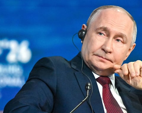 Russian President Vladimir Putin speaking at the St. Petersburg International Economic Forum, June 2026