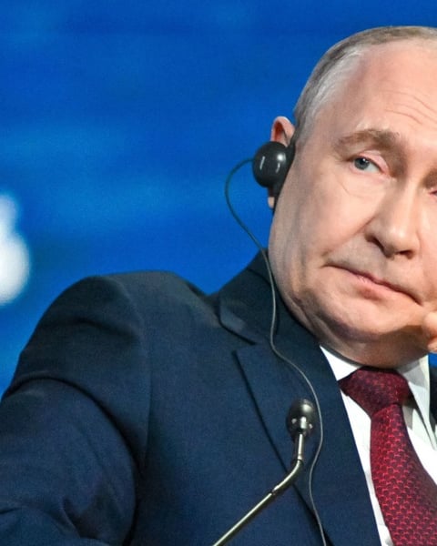 Russian President Vladimir Putin speaking at the St. Petersburg International Economic Forum, June 2026