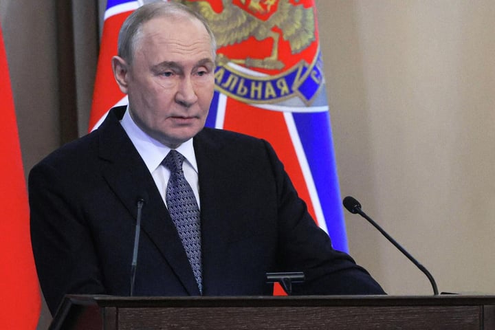 Russian President Vladimir Putin chairs a security meeting at the Kremlin in 2026