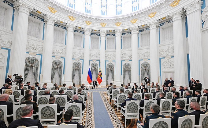 Vladimir Putin speaking at Time of Heroes programme meeting about Starobelsk college drone strike, Kremlin, May 2026