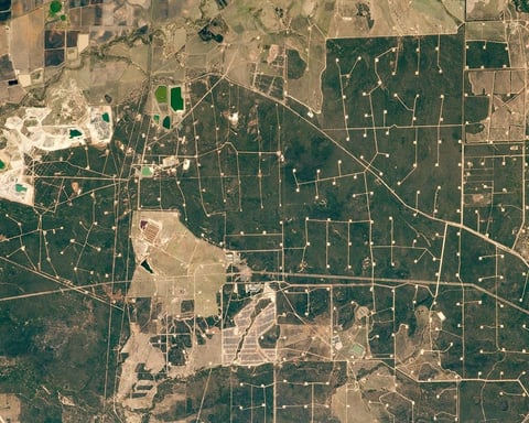 NASA ISS astronaut photograph of coal mining operations in the Surat Basin Queensland Australia