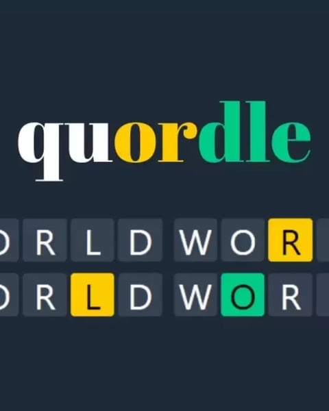 Quordle answers for June 14 2026 Game 1602 showing WIMPY WISPY VIRAL NYLON on four grids