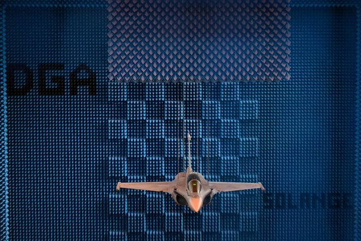 A Dassault Rafale F4 fighter aircraft on display in France