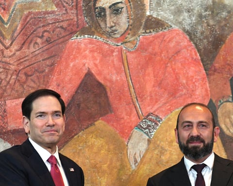 US Secretary of State Marco Rubio and Armenian Foreign Minister Ararat Mirzoyan at signing ceremony in Yerevan May 2026