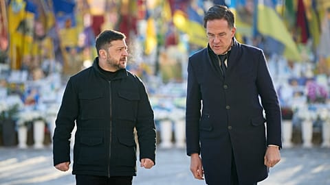 Mark Rutte NATO Secretary General arrives at Kyiv railway station June 3 2026 with North Atlantic Council ambassadors