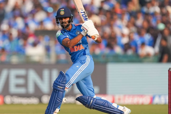 Ruturaj Gaikwad celebrates his century for India A against Sri Lanka A at Rangiri Dambulla International Stadium, June 2026