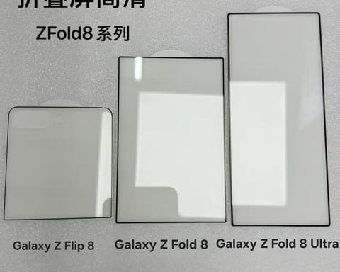 Samsung Galaxy Z Fold 8 Wide Fold 8 Ultra and Flip 8 cover screen protectors leaked side by side