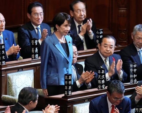 Sanae Takaichi after being elected Japan's prime minister in Tokyo