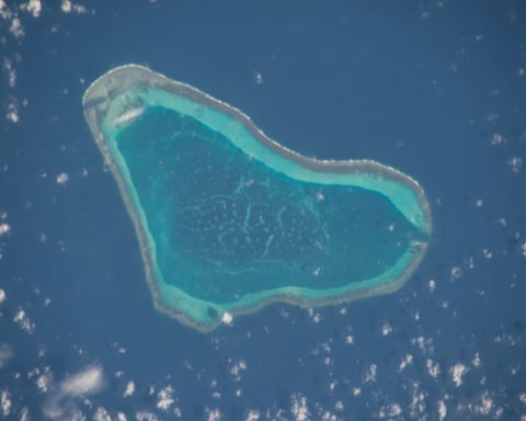 Scarborough Shoal in the South China Sea, photographed from the International Space Station