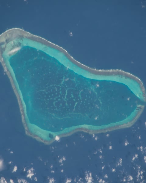 Scarborough Shoal in the South China Sea, photographed from the International Space Station
