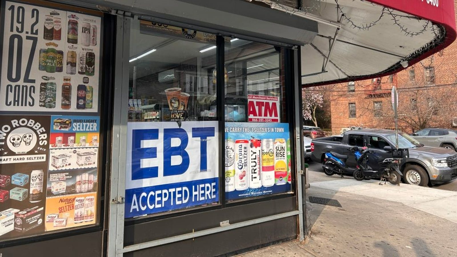 A bodega in Queens, New York with an EBT accepted sign