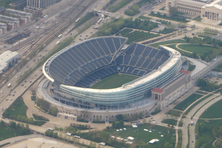 Soldier Field in Chicago, the Bears' current home as the team weighs Hammond, Indiana sites and Illinois weighs a special session