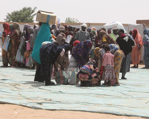 Sudanese refugees at a WFP food distribution point in Adre Chad near Sudan border June 2026