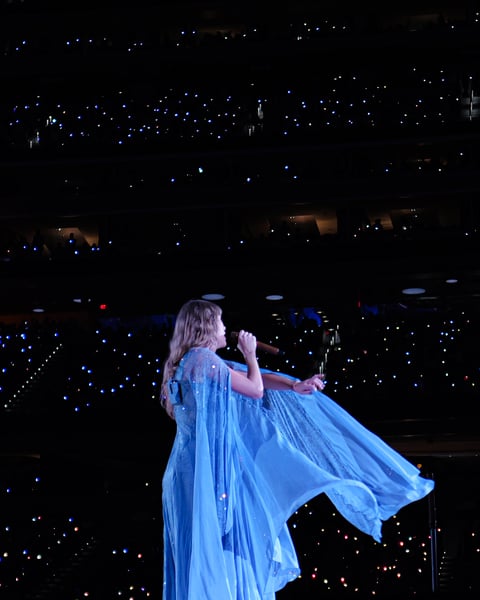 Taylor Swift, inducted into the Songwriters Hall of Fame as its youngest woman ever, performing on the Eras Tour in 2023