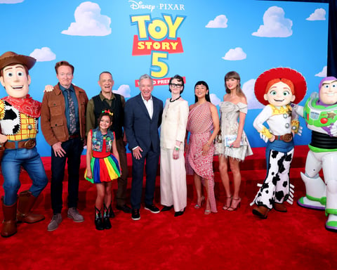 Taylor Swift performs at the Toy Story 5 world premiere at the Dolby Theatre in Hollywood